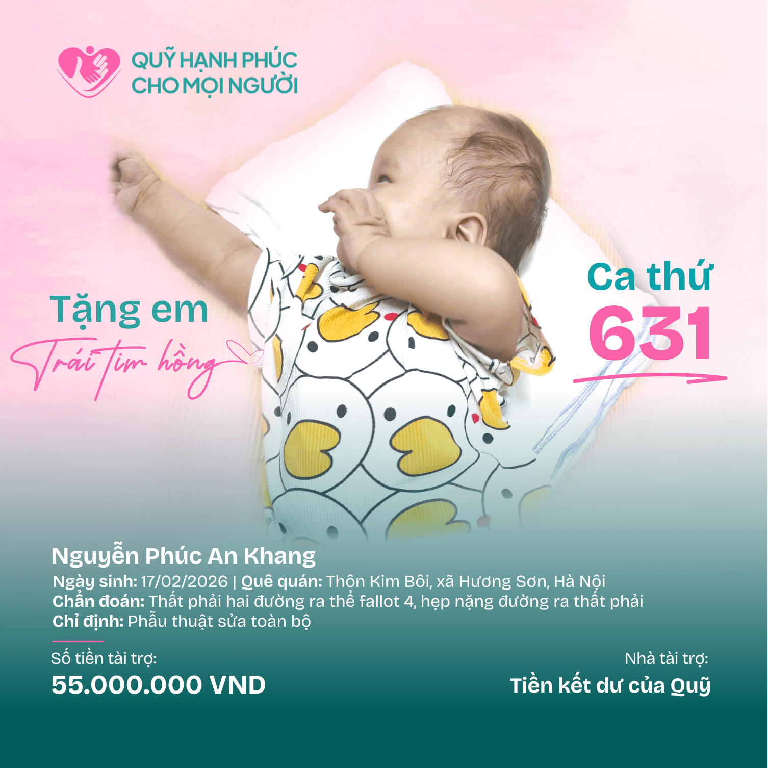 THÔNG BÁO: TẶNG EM TRÁI TIM HỒNG SỐ 631
